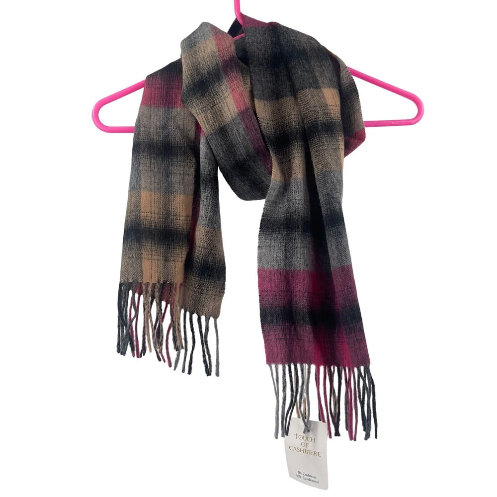 HIGHLAND HOUSE Scarf 5% Cashmere 95% Lambswool Plaid NWT Touch of Cashmere